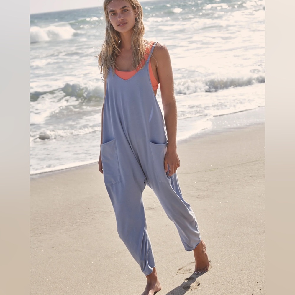 Free People Hot Shot onesie jumpsuit ceramic seafoam baby blue size M